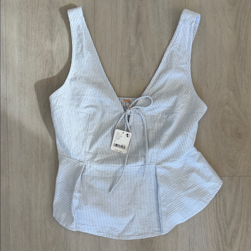 Free People Striped Blue Sleeveless Top